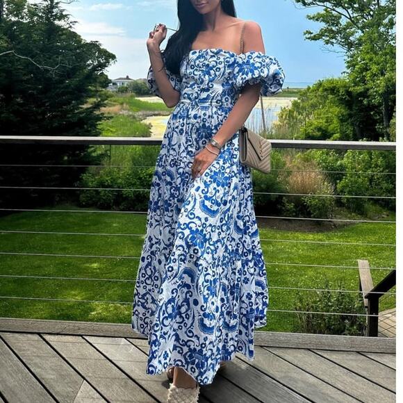 NEW Borgo de Nor Julia Cotton Dress Venezia blue size US 8 / UK 12 - Picture 5 of 16